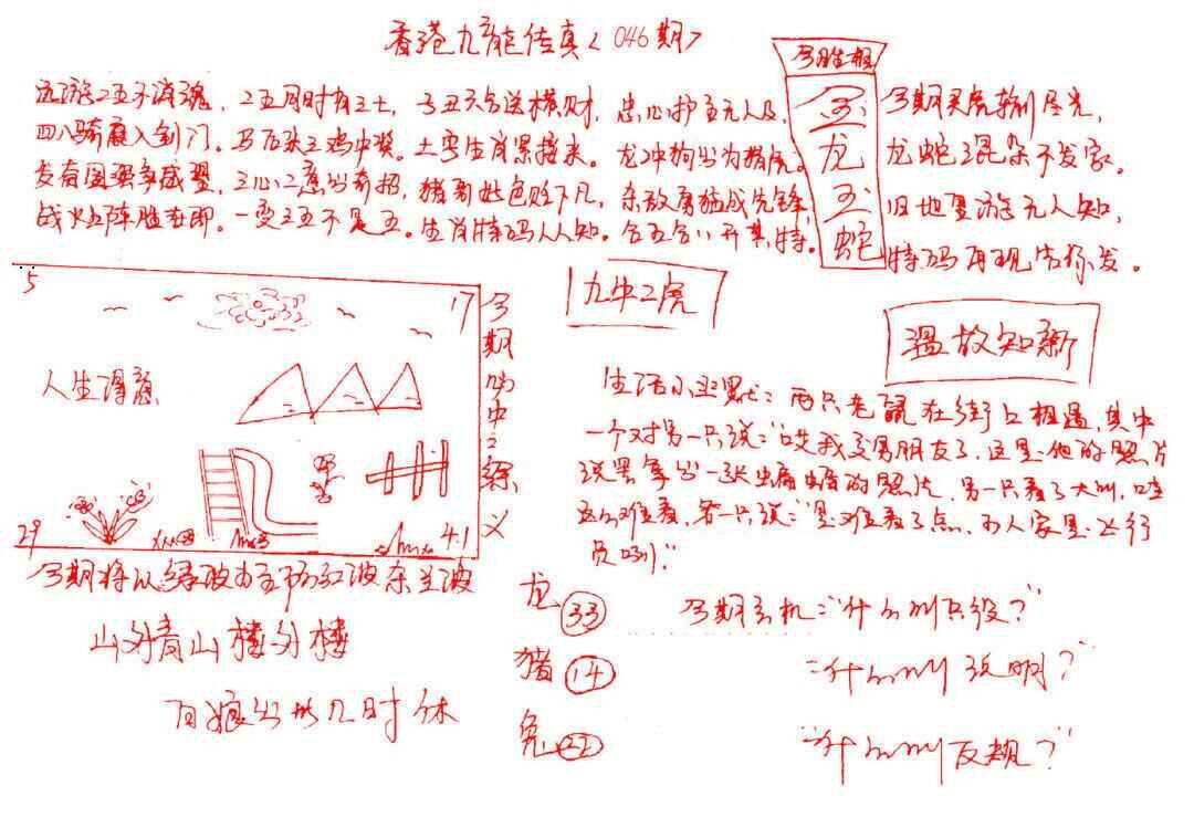 港彩图库 2026 九龙传真(手写)